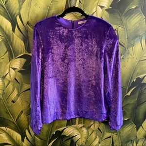 Sparkly purple velvet Tibi top with shoulder pads